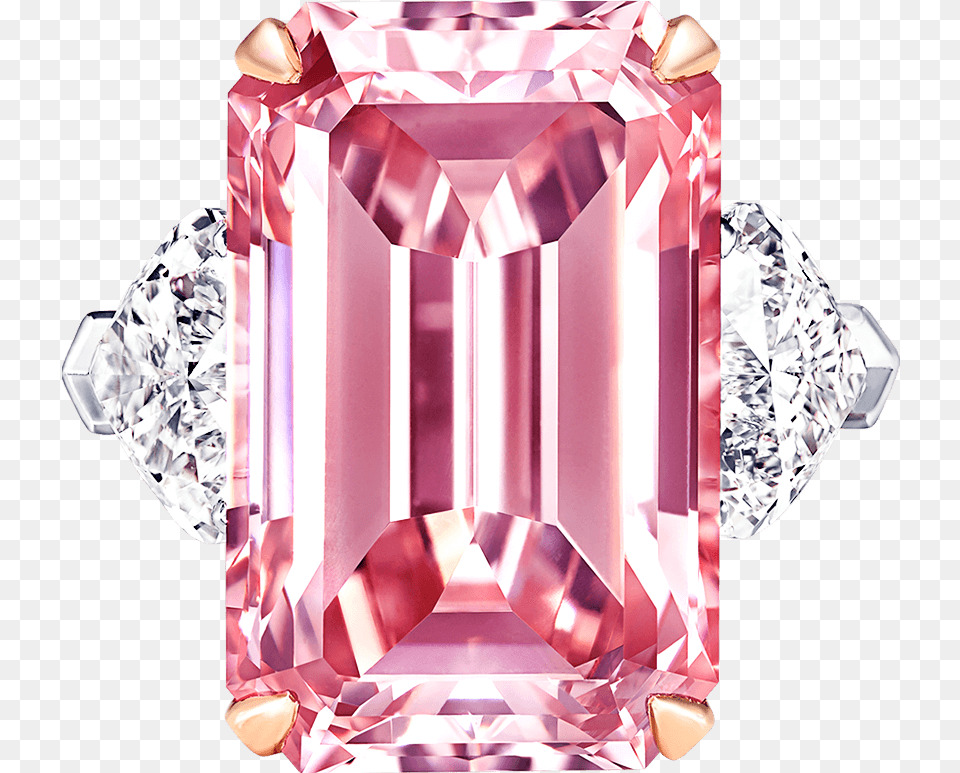 Top View Of A Graff Emerald Cut Pink Diamond Ring With Engagement Ring, Accessories, Gemstone, Jewelry Png