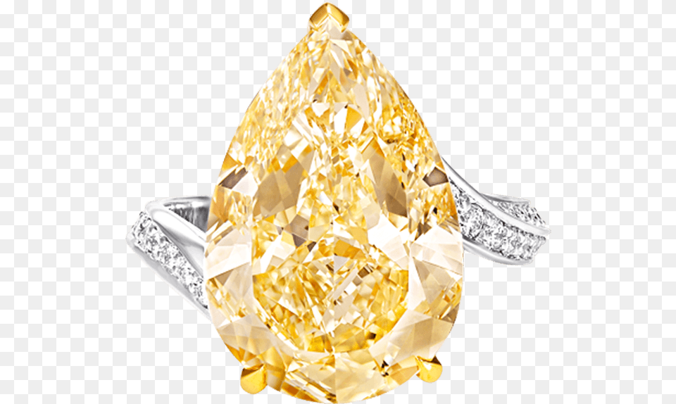 Top View Of A Graff Pear Shape Yellow Diamond Ring Engagement Ring, Accessories, Gemstone, Jewelry, Chandelier Png