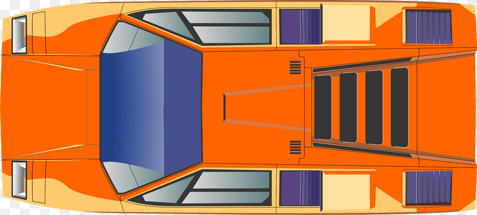 Top View Of An Orange Car Clipart, Bus, Transportation, Vehicle, Railway Png Image