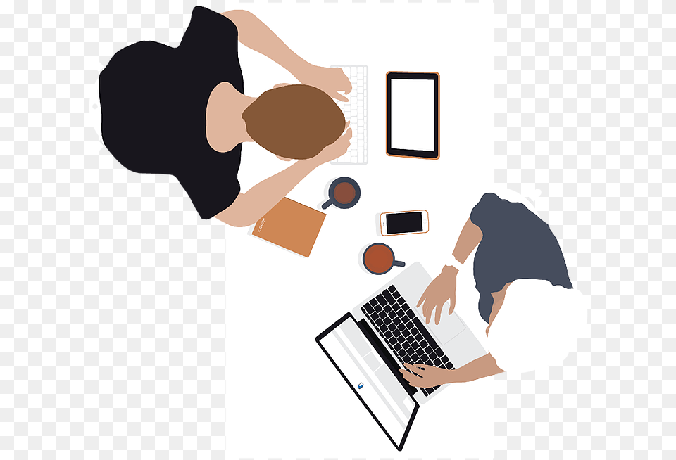 Top View Vector People, Computer, Pc, Electronics, Laptop Png Image