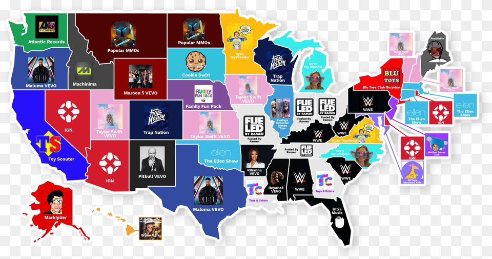 Top Youtube Channel By State Graphic Design, Art, Collage, Person, Baby Free Png