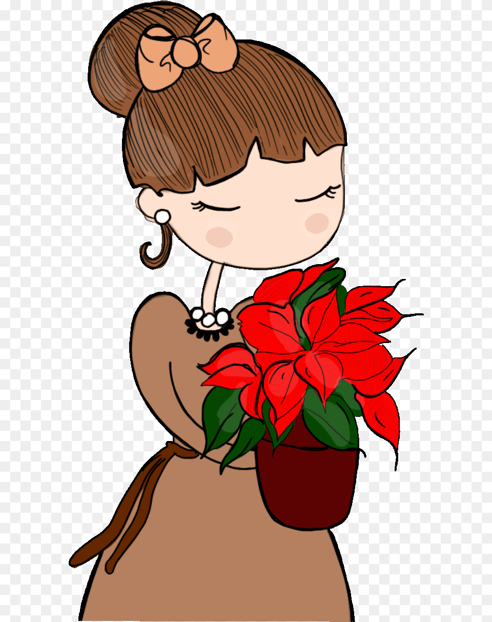 Topic For Cartoon Hearts And Flowers Red Falling Bun, Head, Smelling, Face, Person Png Image