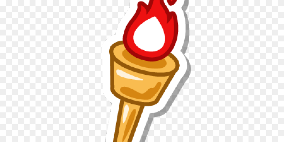 Torch Clipart Olympic Flame, Cream, Dessert, Food, Ice Cream Free Png Download