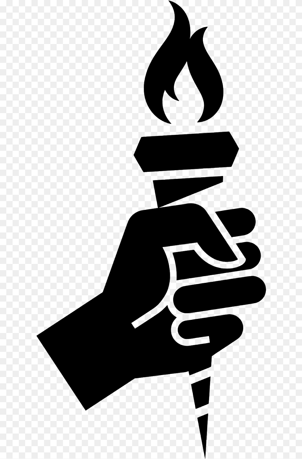 Torch Hand Silhouette Fire Flaming Clutching Mano Con Antorcha, Gray Png Image