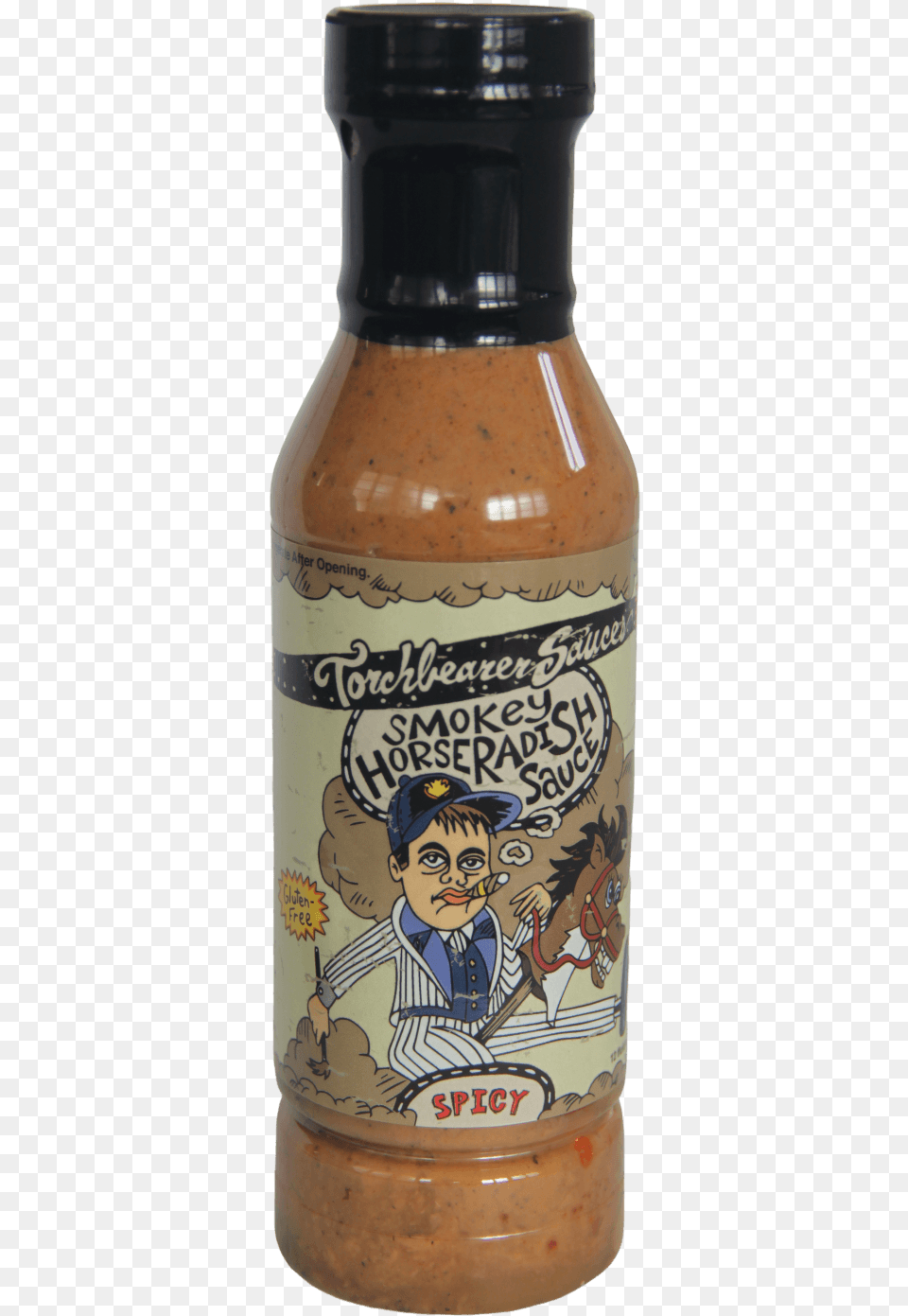 Torchbearer Smokey Horseradish Sauce 340g Bottle, Food, Mustard, Baby, Person Png