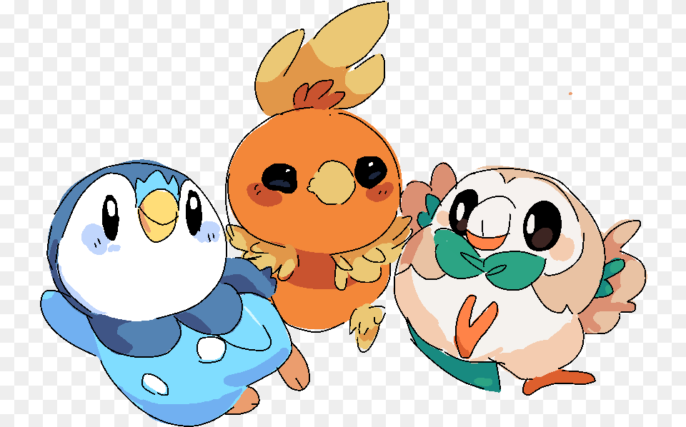 Torchic Piplup Rowlet Birds Image Rowlet Torchic Piplup, Cartoon, Face, Head, Person Free Png