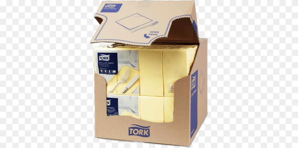 Tork Soft Champagne Lunch Napkin 18 Folded Napkin, Box, Cardboard, Carton, Cutlery Free Png
