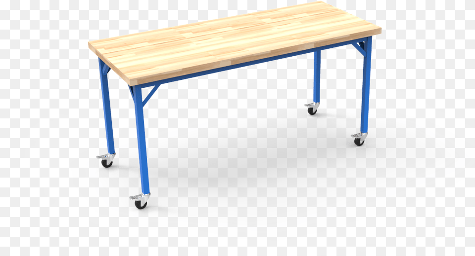 Toro Dura Blue Table With Butcherblock Top Bench, Desk, Furniture, Wood, Dining Table Free Png