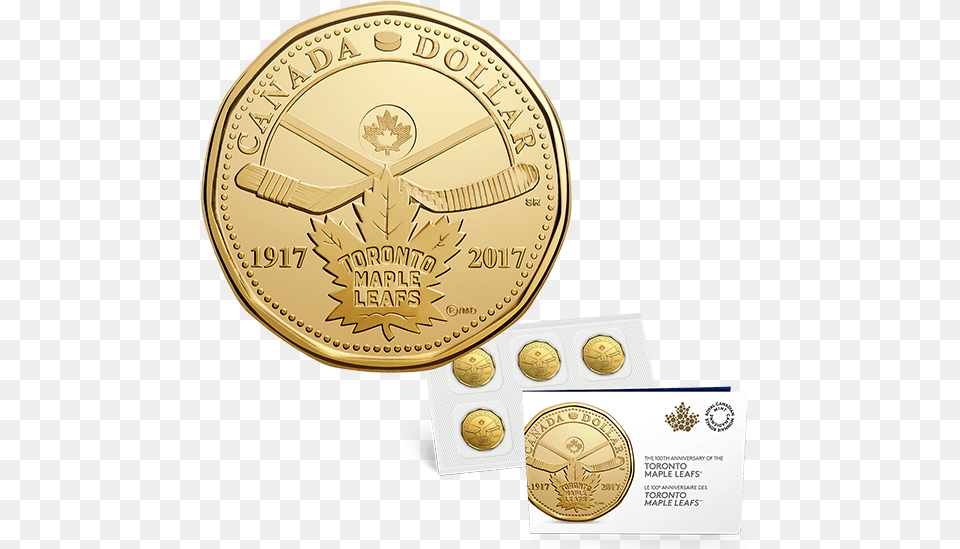 Toronto Maple Leaf Loonie 2017, Gold, Coin, Money Free Png