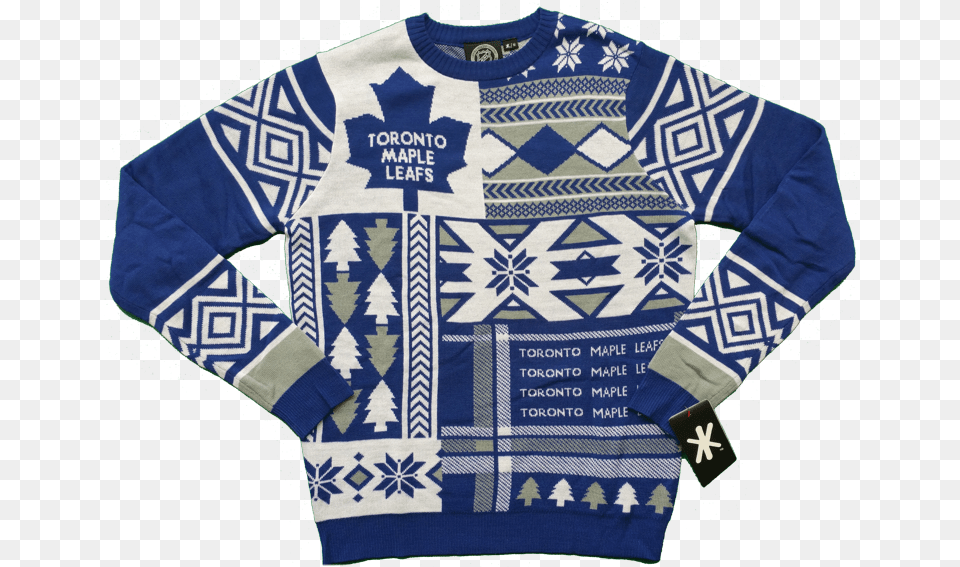 Toronto Maple Leafs Patchwork Ugly Christmas Sweater, Clothing, Knitwear, Sweatshirt Png