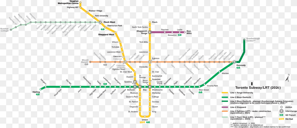 Toronto Subway Map 2025, Chart, Diagram, Plan, Plot Free Transparent Png