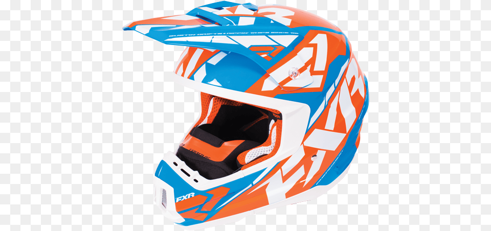 Torque Core Fxr Snowmobile Helmet Blue Orange White Fxr Racing Orangebluewhite Torque Core Helmet, Crash Helmet, Clothing, Hardhat Free Png Download