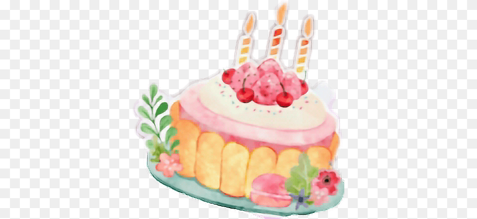 Torta Cute Cake Watercolor, Birthday Cake, Cream, Dessert, Food Free Png Download