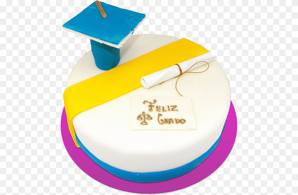 Torta Toga Y Birrete Birthday Cake Full Size Square Academic Cap, Birthday Cake, Cream, Dessert, Food Free Transparent Png
