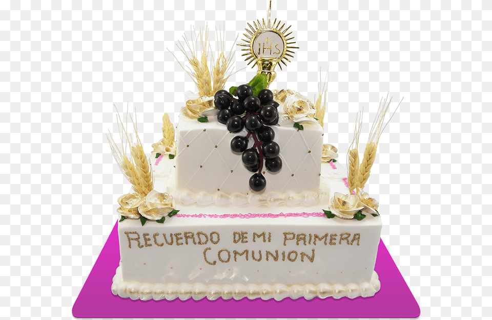Torta Uvas Espigas Y Cliz Tortas De Primera Comunion Modernas, Birthday Cake, Cake, Cream, Dessert Free Png Download