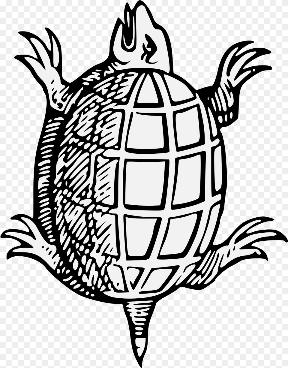 Tortoise Clipart Black And White Turtle Heraldic, Animal, Reptile, Sea Life, Stencil Free Png Download