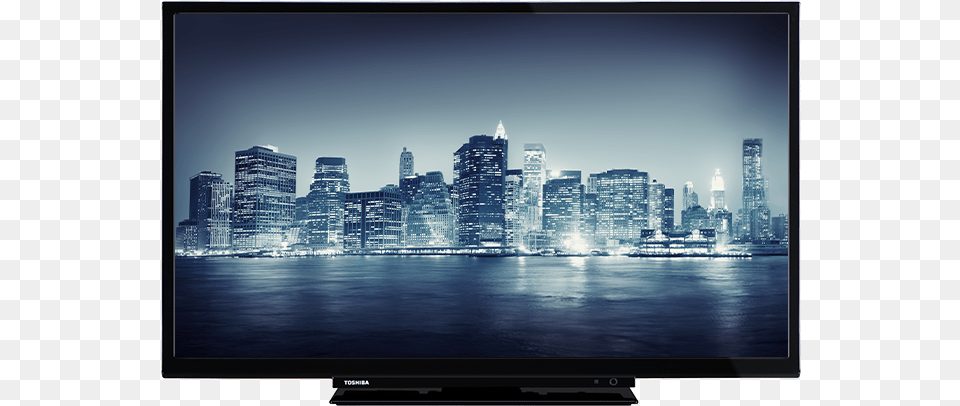 Toshiba Full Hd Tv Front Vintage Manhattan Mounted Photo Print 90x60 Cm Posters, Monitor, Metropolis, Screen, Hardware Free Transparent Png