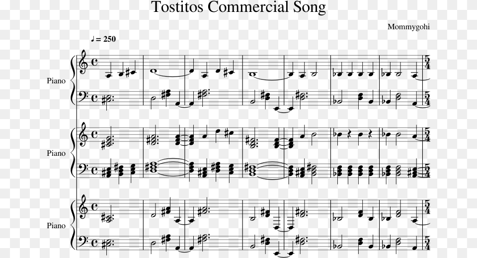 Tostitos Commercial Song Sheet Music For Piano Download Sheet Music, Gray Free Png