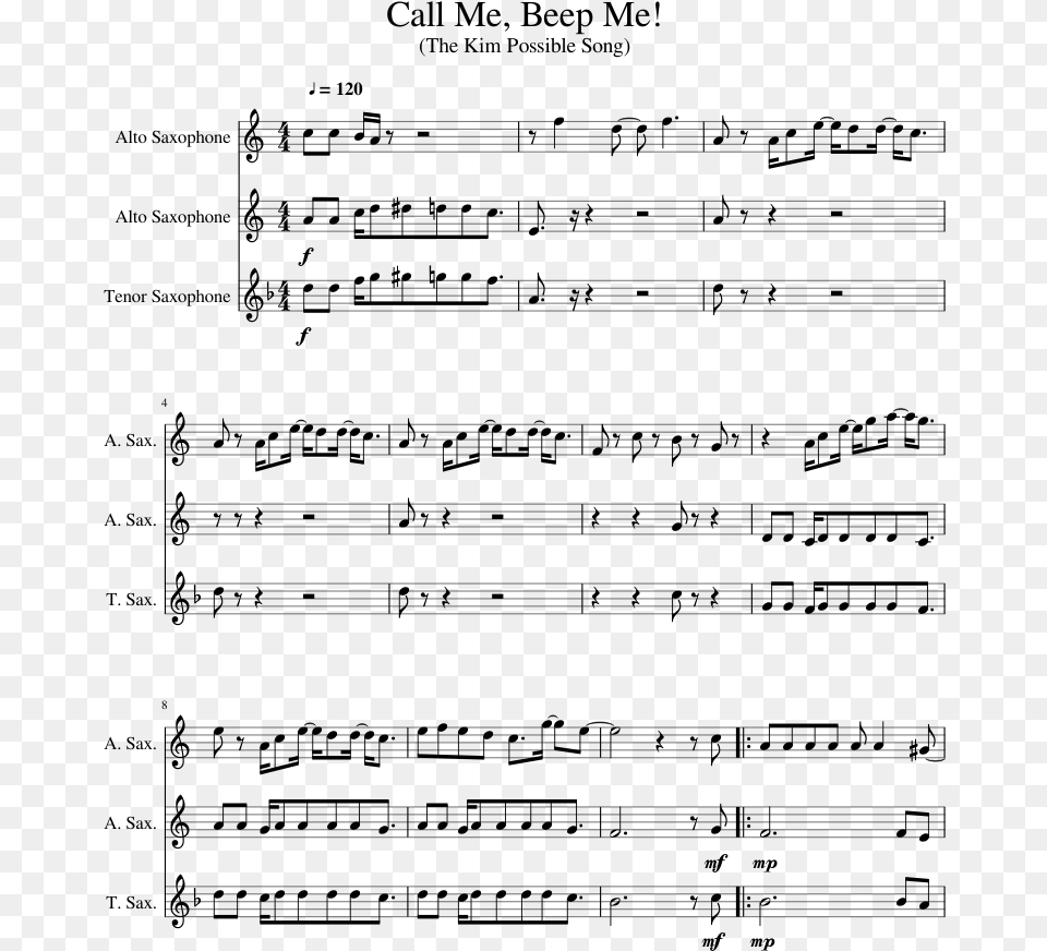 Toto Africa Alto Sax Sheet Music, Gray Png Image