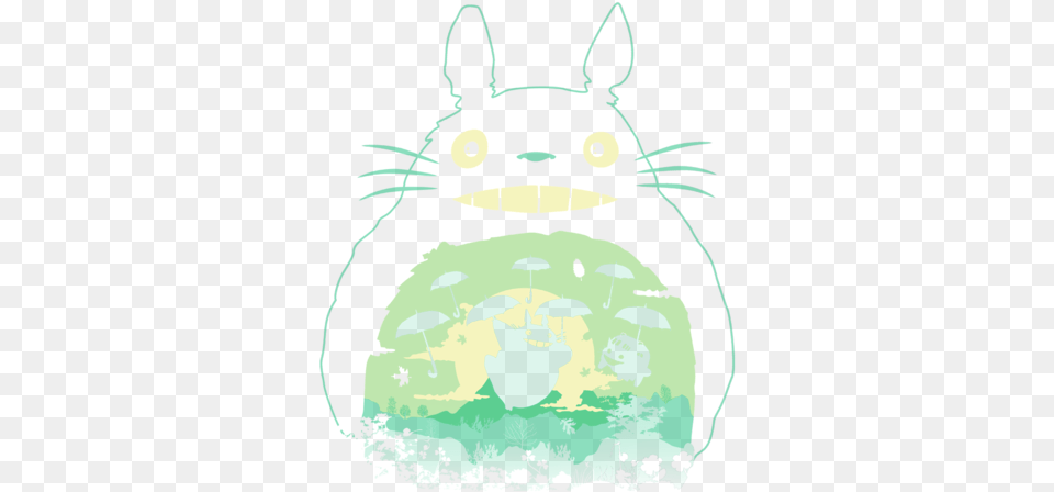 Totoro And His Umbrella Illustration, Green, Baby, Person, Head Free Png
