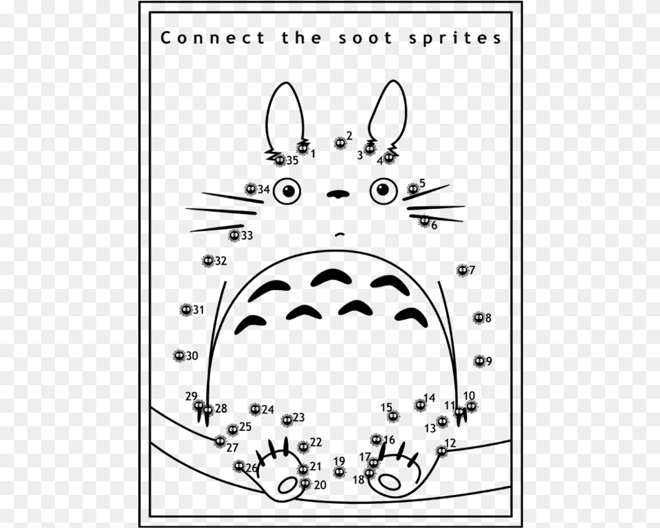 Totoro Connect The Dots, Gray Png