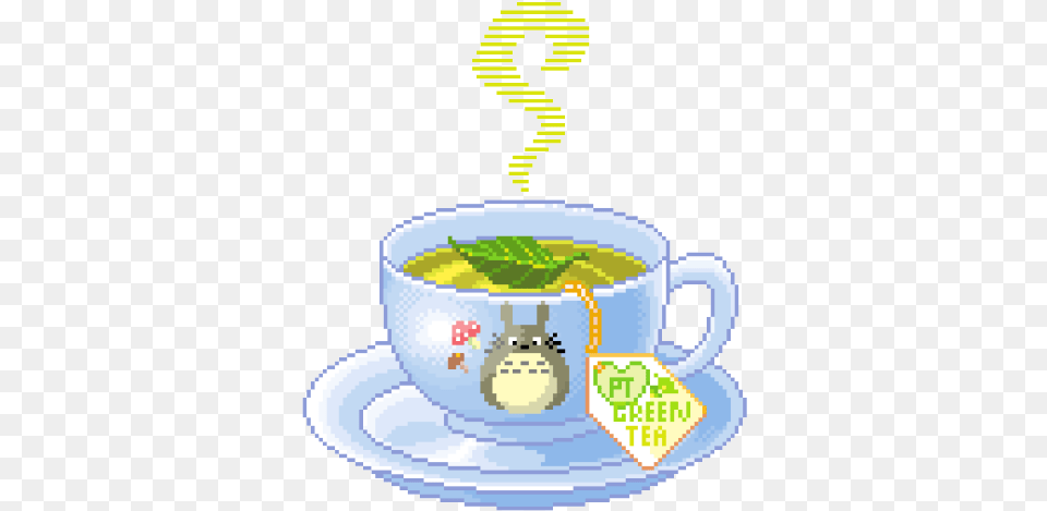 Totoro Tumblr I Wish The Cup Was Green Tea Pixel Art, Food, Meal, Bowl, Soup Bowl Png Image