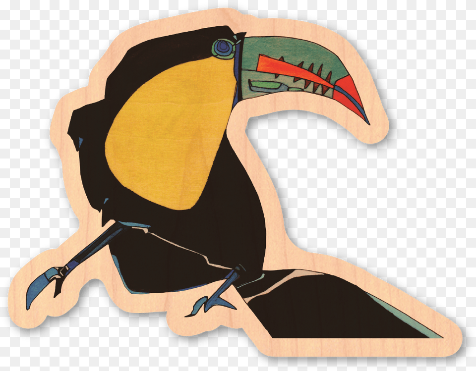 Toucan Wood Sticker Long, Animal, Beak, Bird, Fish Png Image