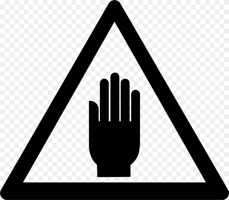 Touch Clipart Hand Open Electricity Caution Sign, Triangle, Symbol Free Png