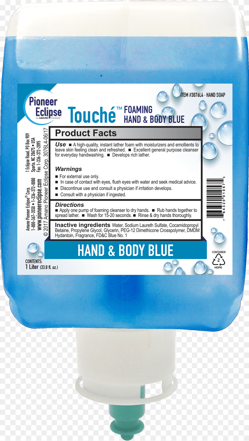 Touche Foaming Hand Body Blue Media Electrical Supply, Bottle Free Png