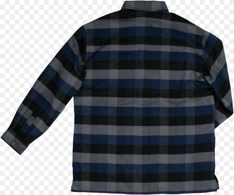 Tough Duck Flannel Overshirt Navy Plaid Back View, Clothing, Long Sleeve, Shirt, Sleeve Free Png
