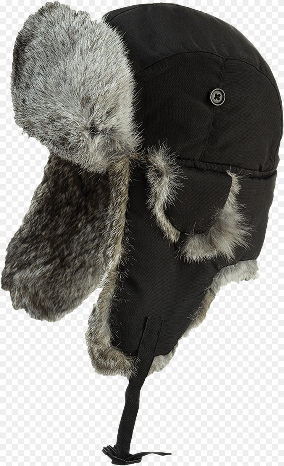 Tough Duck Mens Aviator Hat Rabbit Fur Black Detail Knit Cap, Clothing, Adult, Female, Person Png Image