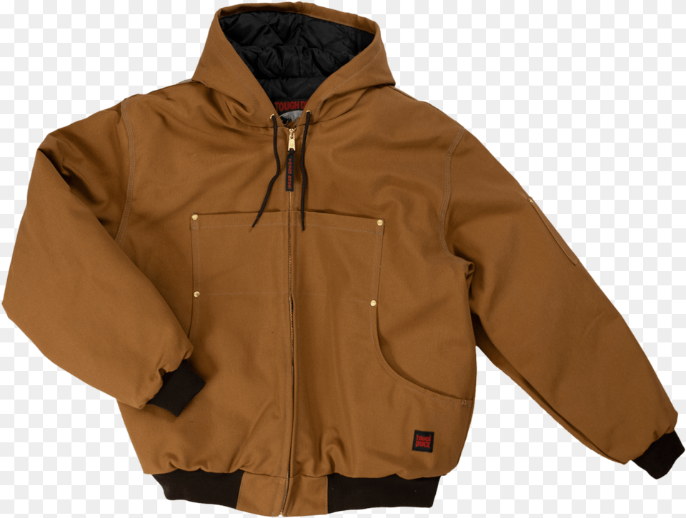 Tough Duck Mens Hooded Bomber Jacket Brown Front Terra Duck Bomber Jacket, Clothing, Coat, Fleece, Hood Png Image