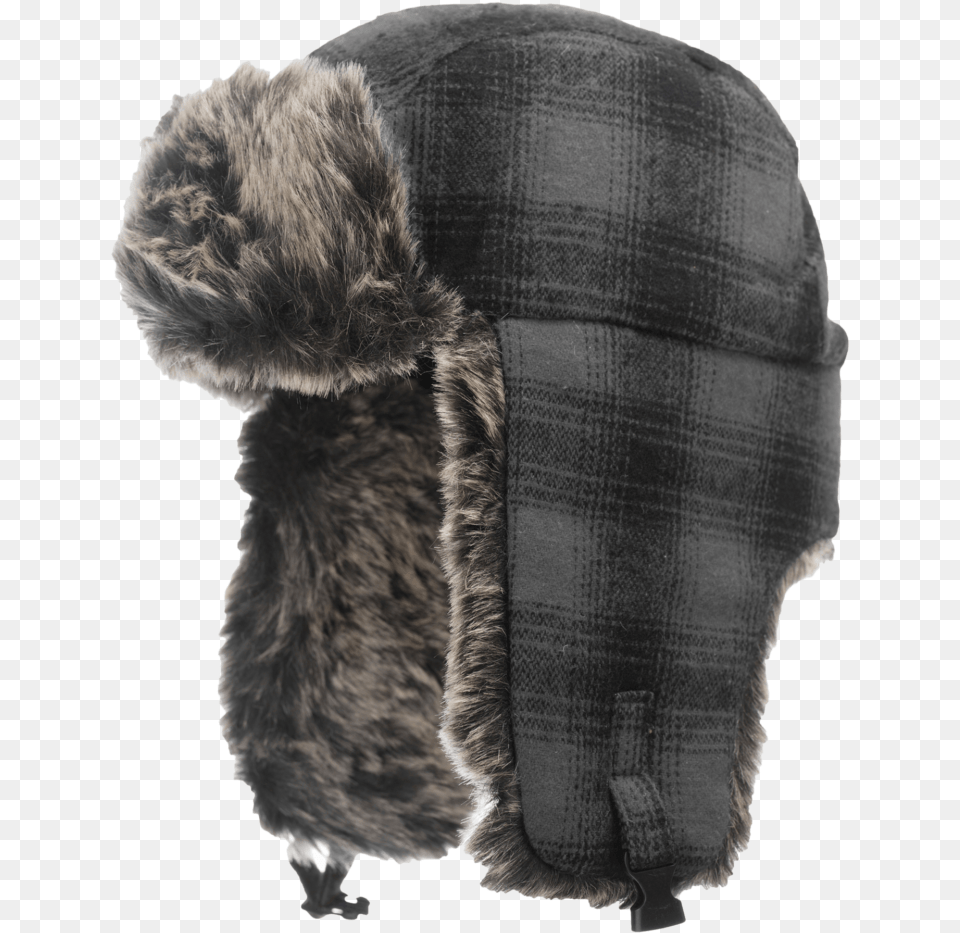 Tough Duck Mens Plaid Aviator Hat Grey Plaid Detail Fur Clothing, Home Decor, Animal, Bear, Mammal Free Png