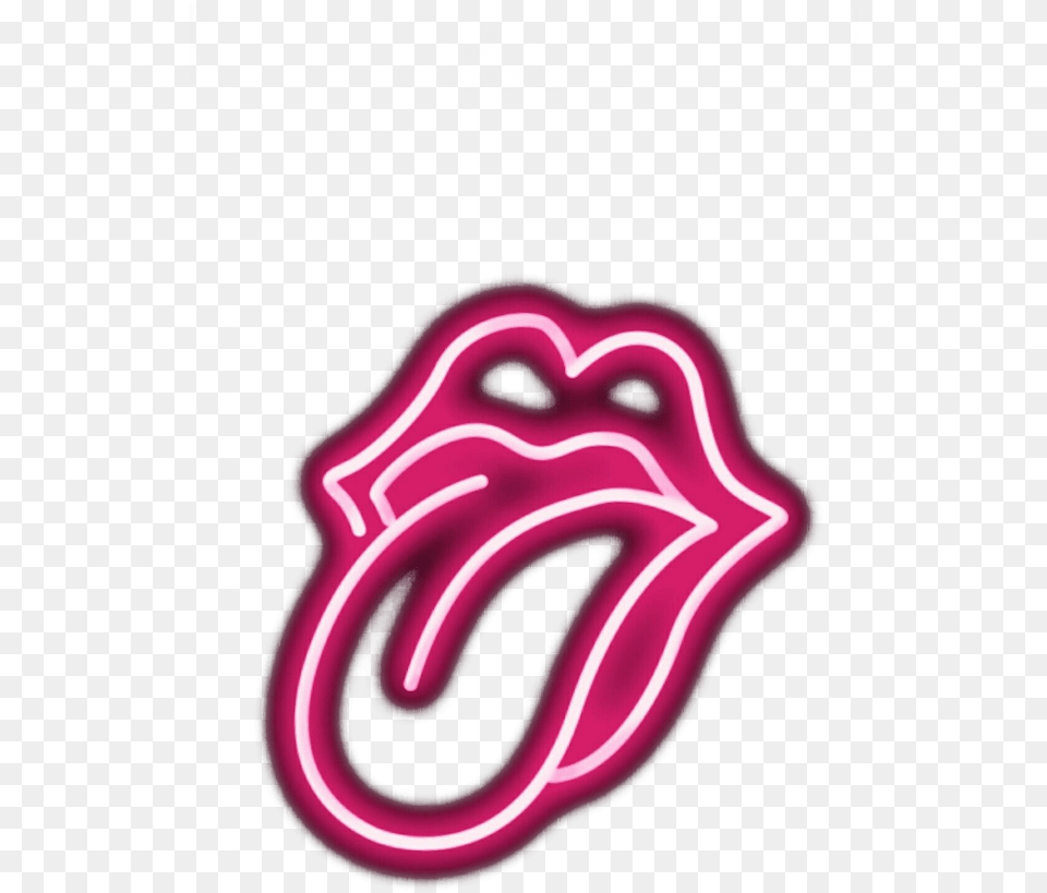 Tounge Lips Kiss Pink Rolling Stones Tongue, Light, Neon Free Transparent Png