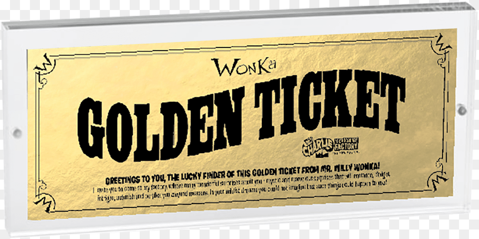Tour Golden Ticket Holder Charlie And The Chocolate Factory Musical Golden Ticket, Paper, Text Free Transparent Png