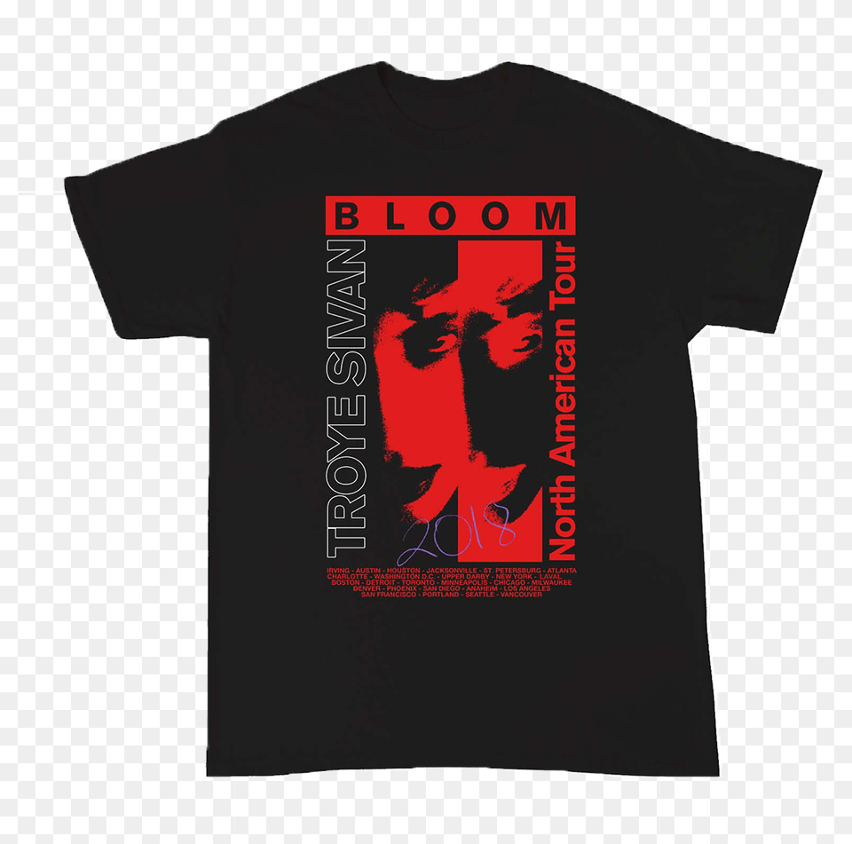 Tour Tee Black Troye Sivan Troye Sivan Bloom Merch, Clothing, T-shirt, Adult, Male Png Image