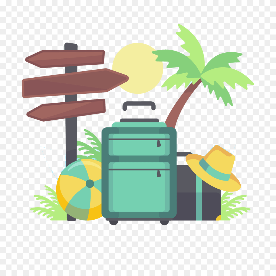 Tour Travel Hd Vector Clipart, Baggage, Clothing, Hat, Bulldozer Free Transparent Png