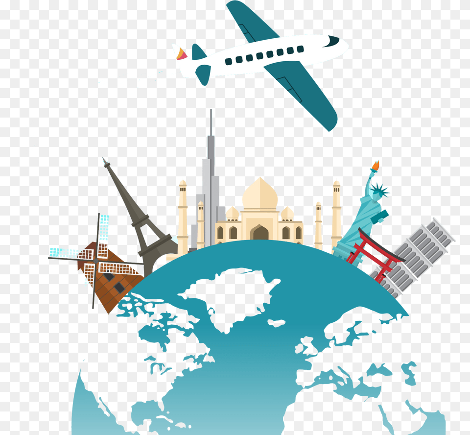 Tour Travel Pic World Map, Aircraft, Airplane, Transportation, Vehicle Free Transparent Png