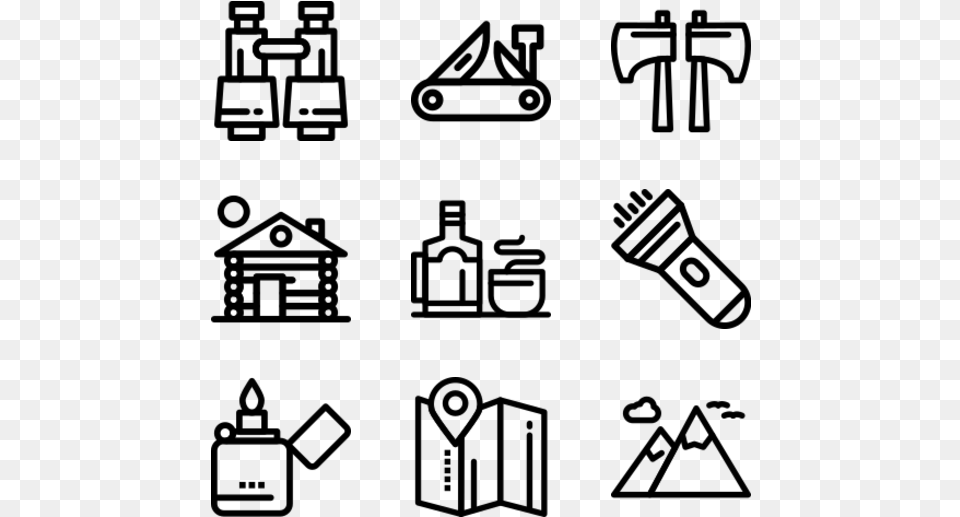Tourism And Outdoor Recreation Museum Icons, Gray Png