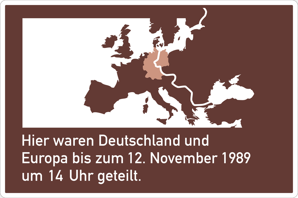 Tourist Sign Here Referring To The Former East West German Border Clipart, Chart, Plot, Map, Advertisement Png Image
