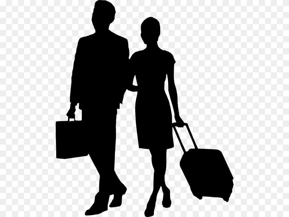 Tourist Silhouette Business Man And Woman Silhouette, Gray Free Transparent Png