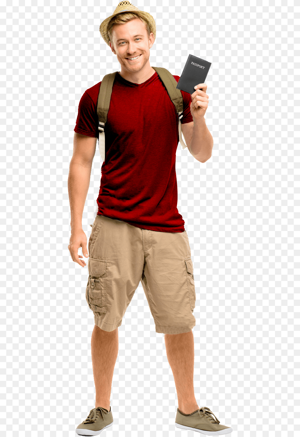 Tourist White Background, Person, Hand, Finger, Shorts Free Transparent Png