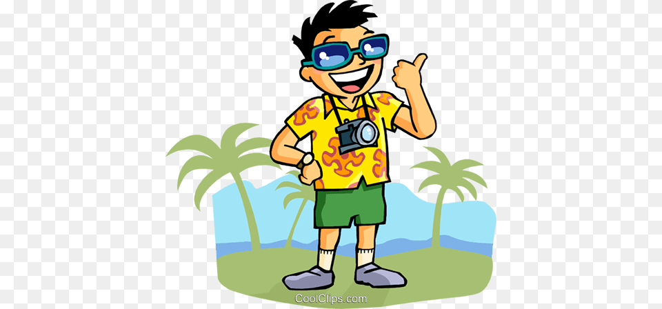 Tourist With Camera Royalty Vector Clip Art Illustration, Accessories, Shorts, Photography, Sunglasses Free Png