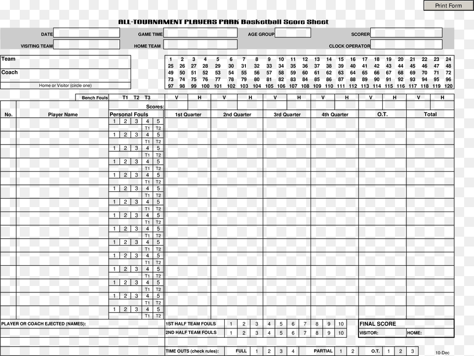 Tournament Basketball Score Sheet Main Image Basketball Game Stat Sheet Png