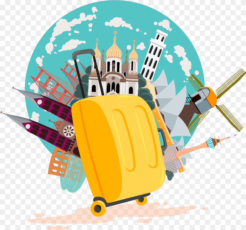Tours And Travels, Baggage, Bulldozer, Machine, Suitcase Png