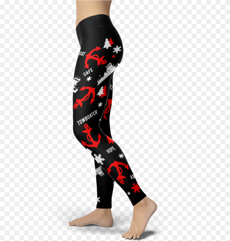 Towboaters Ugly Christmas Leggings Pat3 Red Anchor Leggings, Clothing, Hosiery, Tights, Adult Png