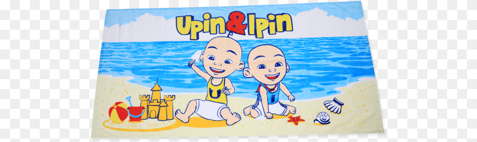 Towel Animated Upin And Ipin At The Beach, Baby, Person, Face, Head Free Transparent Png