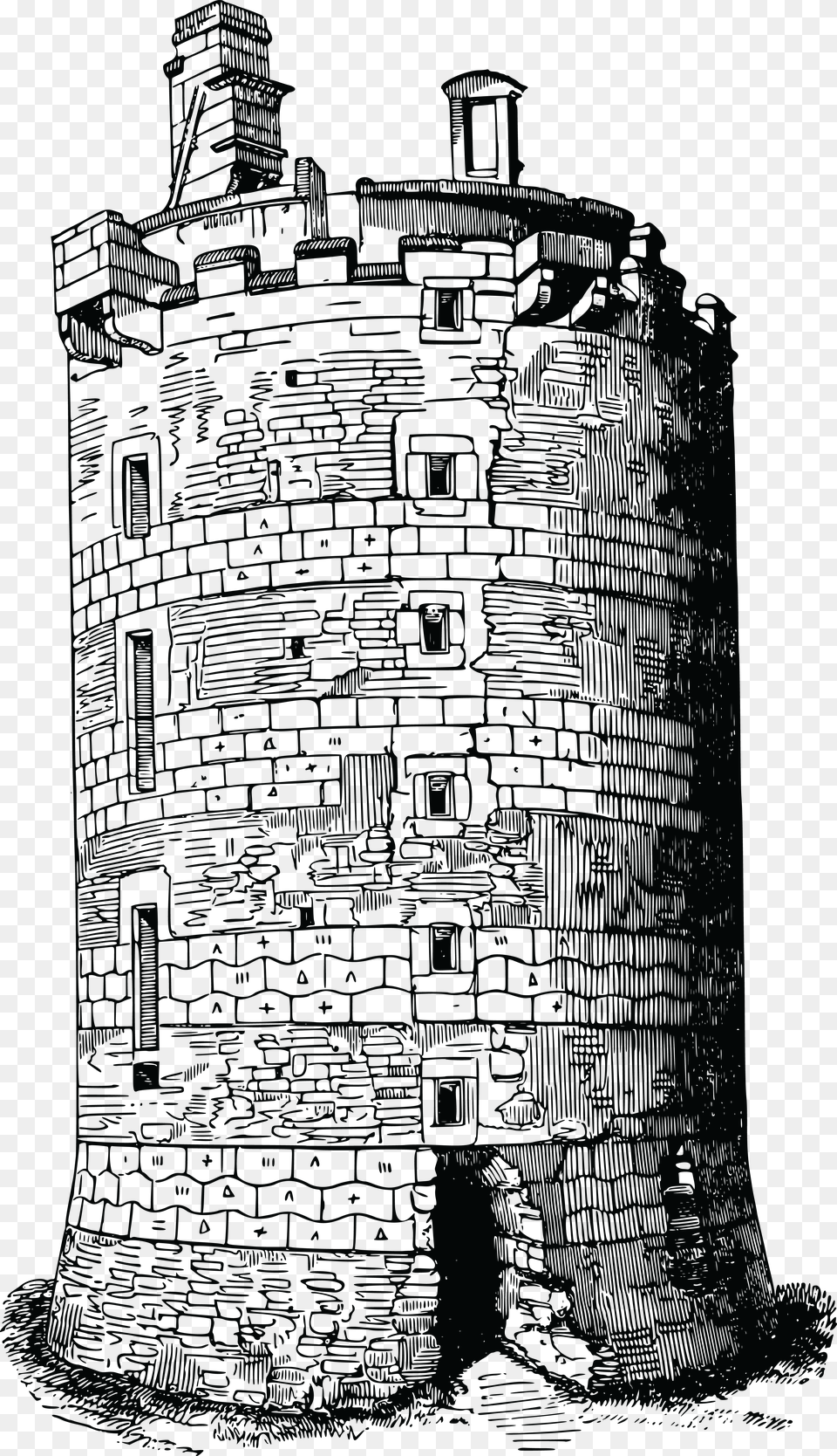 Tower Black And White Clipart, Architecture, Building, Castle, Fortress Png