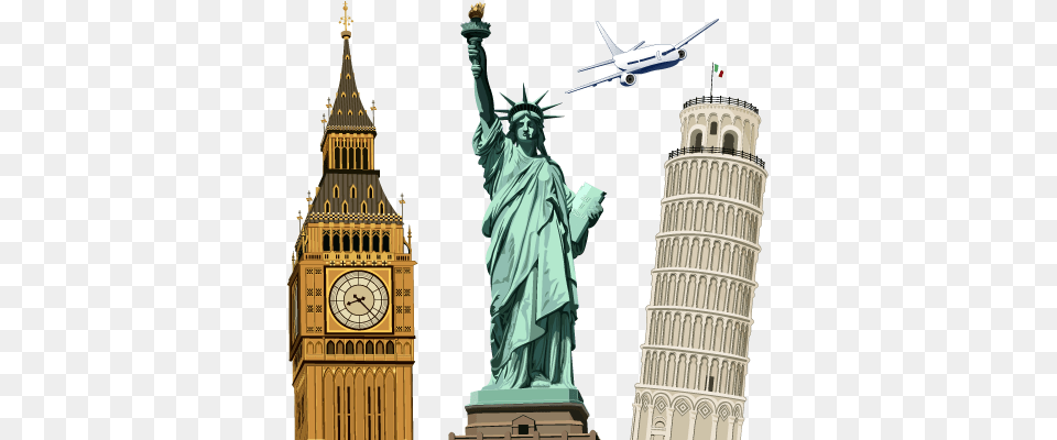 Tower Clipart Biza Statue Of Liberty, Clock Tower, Architecture, Art, Building Free Png