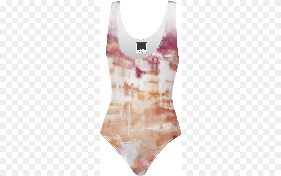 Town Abstract Watercolor Swimsuit 98 Maillot, Clothing, Swimwear, Tank Top, Bottle Png